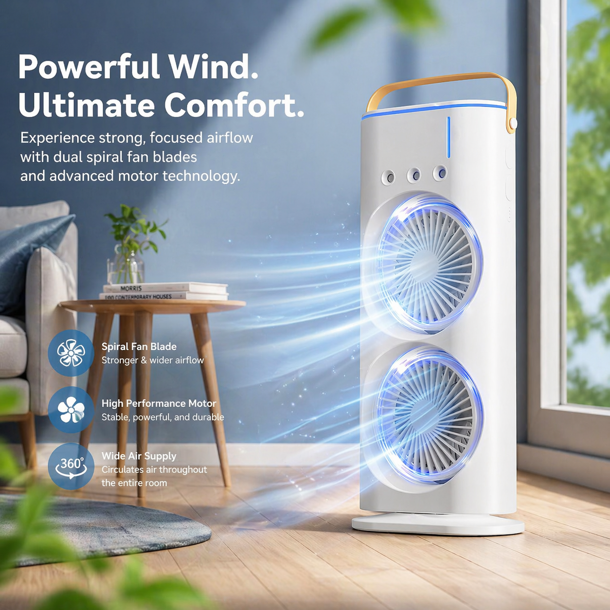electric fan desktop double-head powerful air
