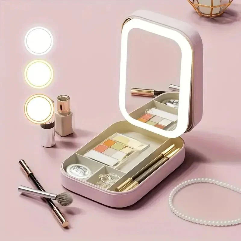 White Jewelry Box with LED Mirror