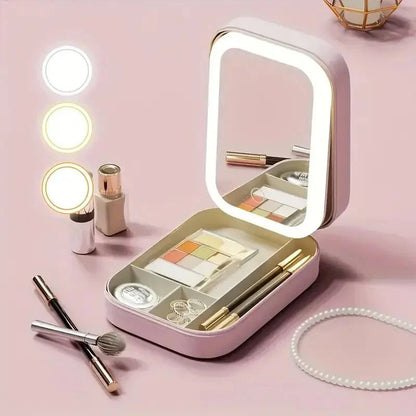 White Jewelry Box with LED Mirror