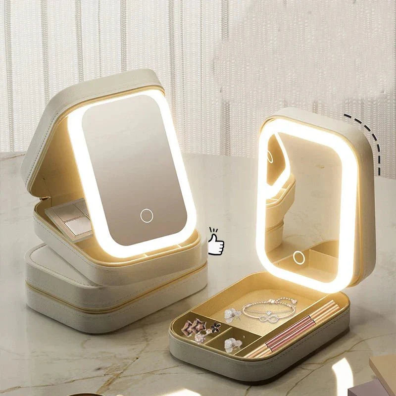 White Jewelry Box with LED Mirror